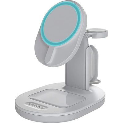 OtterBox Support de Charge 3 en 1 MagSafe, Station de Charge au Design élégant et léger, alignement et Fixation Parfaits avec avec MagSafe pour iPhone, AirPods et Apple Watch, Blanc