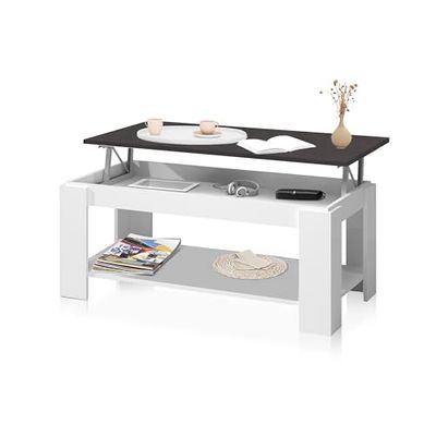 duehome Salontafel, in hoogte verstelbaar, model Lya, afwerking in wit en oxide, afmetingen: 102 cm (L) x 50 cm (B) x 43-54 cm (H)