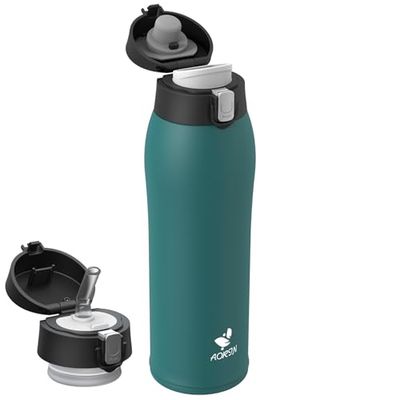 AORIN Drinkfles van roestvrij staal, 18/8, 750 ml, lekvrij, thermoskan, isolatiefles, dubbelwandig, BPA-vrij, sportfles, drinkflessen voor sport, school, outdoor