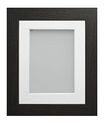 Frame Company Watson Black Picture Photo Frame fitted with Perspex, 16x12 inch with White Mount for image size 12x8 inch