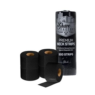 The Shave Factory Hygienic Black Neck Strip, 500 Strips - 5x 100 Rolls Pack (Black)