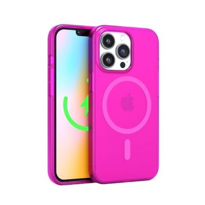 FELONY CASE - Stijlvolle Neon Roze Kristalheldere Telefoon Cover voor iPhone 12 Pro Max, Compatibel met MagSafe - 360° Schokbestendige Beschermende Gevallen