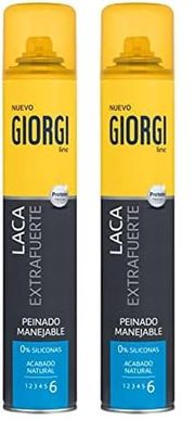 Giorgi Line - Laca Extrafuerte, Laca Manejable de Acabado Natural, 0% Siliconas, Fijación 6-300 ml (Paquete de 2)