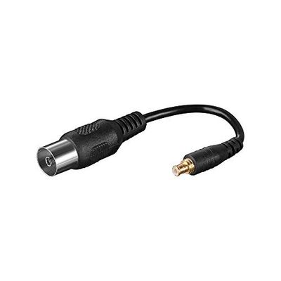 Goobay 67227 Adattatore Antenna, Nero, 0.1 m Lunghezza del Cavo, Flessibile Per collegare un cavo dell'antenna (connettore coassiale) all'ingresso dell'antenna MCX, ad es. di una chiavetta USB DVB-T