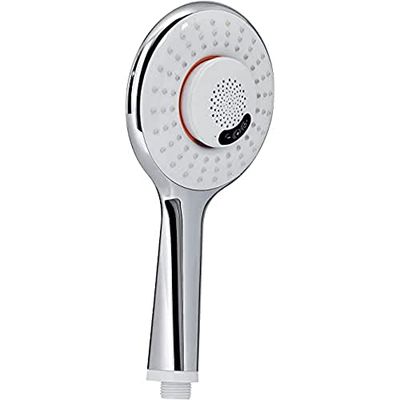 Gedy G 00, Doccetta diffusore di Musica, Sistema Bluetooth V4, Soffione ABS con Finitura Bianca/cromata, Filtro Doccia antisabbia Incluso, Cromo Blanco, 4x12,5x25,5 cm