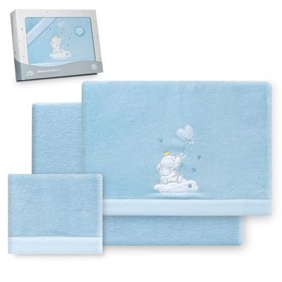 Interbaby Parure de lit pour Poussette 40 x 80 cm - Parure de lit d'hiver en Tissu Corail - Modèle éléphant Ballon cœur - Comprend Drap Housse, Drap Plat et taie d'oreiller