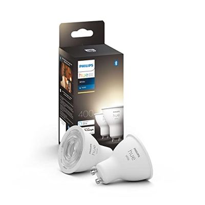 Philips Hue Vit GU10 Smart LED-lampor, Bluetooth-kompatibel, 2-Pack, Fungerar med Alexa, Google Assistant och Apple Homekit