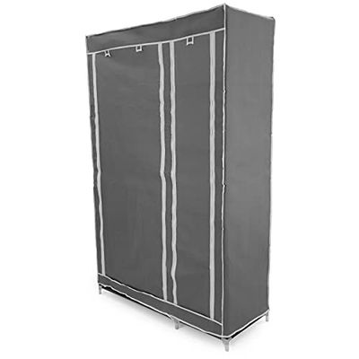 PrimeMatik - Guarda-roupa de armário de tecido desmontável 110 x 45 x 175 cm cinzento duplo com portas de enrolar
