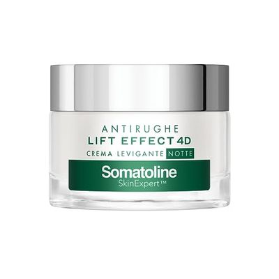 Somatoline SkinExpert, Lift Effect 4D Crema Viso Levigante Notte, Trattamento Viso Donna Anti-età, con Acido Ialuronico, 50ml