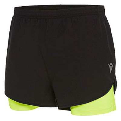Macron Run Chinook Sca Tybalt Micro Short 2.5 Stretch Blk/NYEL, Pantaloncini Uomo, Noir/Jaune Fluo, M