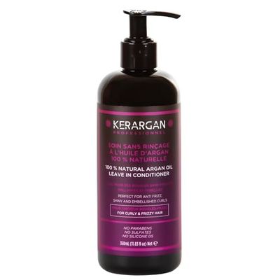 Kerargan - Trattamento Quotidiano Disciplinante Senza Risciacquo all'Olio di Argan per Capelli Indisciplinati, Secchi e Crespi - Nutriente, Anti-Crespo, Districante - Senza Solfati, GMO - 350ml