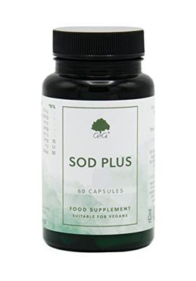 SOD Plus (Superoxide Dismutase) Capsules 275mg - Antioxidant Blend with NAC, L-glutathione, Zinc, Manganese and Copper - 60 Vegan Capsules - Non GMO, Made in The UK by G&G Vitamins
