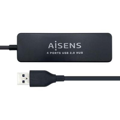 HUB USB 4 Puertos USB 2.0 Tipo A/M a A/H, Conexión de 30 cm, Ideal para Ampliar Puertos y conectar múltiples Dispositivos.