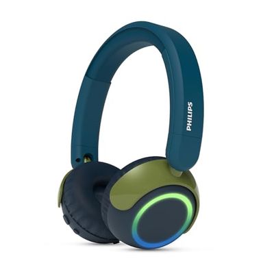 Philips TAK4200CT 4200-serie On Ear draadloze opvouwbare hoofdtelefoon voor kinderen - 45 uur afspeeltijd, beperkt volume, Audio delen, 3,5 mm- en USB-C-kabel meegeleverd - Kristalgroen