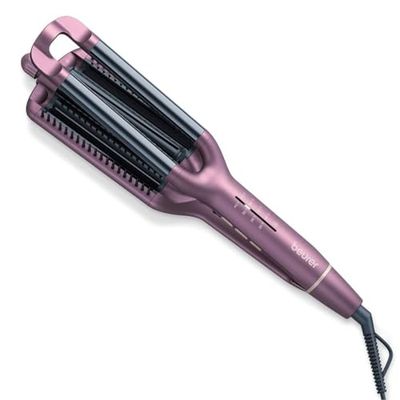 Beurer Ferro da stiro HT 65, per modellare 4 diversi stili di onde, livelli di temperatura di 160-210°C per ogni tipo di capello, rivestimento ceramico in cheratina per proteggere i capelli, spegnimento automatico