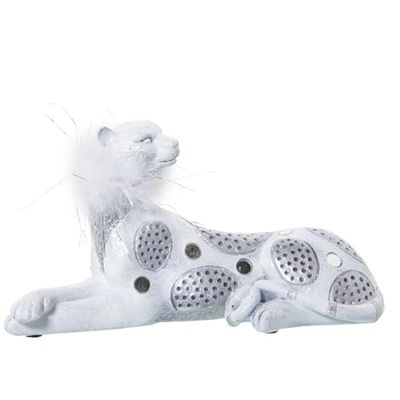 Alexandra House Living Decoratieve figuur, wit, acryl, kunststof, melamine, luipaard, 23 x 9 x 12 cm