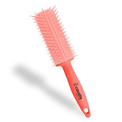 PRO Curly Brush - No Pull Brush for Curly/Rebel Hair - Hair Brush with Flexible Picks and Nano Textured - Prevents Hair Breakage - Pink - Casalfe