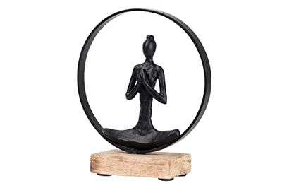 Adda Home Decoratieve figuur, houten handvat/metaal/polyhars, 23 x 8 x 27 cm