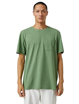 Koton Män Basic T-shirt Crew Neck Pocket Detailed, Khaki (854), L