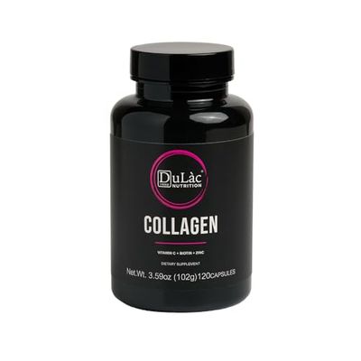 Dulàc - Suplemento de Colágeno Hidrolizado + Ácido Hialurónico, 120 Cápsulas, Colágeno Tipo I, Biotina, Zinc y Selenio, Piel, Articulaciones, Huesos