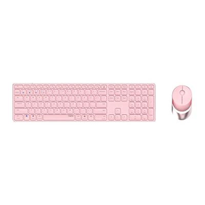 Rapoo 9850M clavier Souris incluse RF sans fil + Bluetooth QWERTZ Allemand Rose