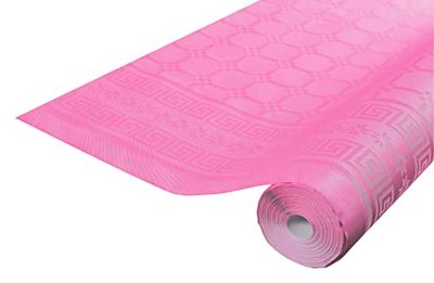 Damask paper disposable tablecloth in roll 6 M long X 1.18 M wide - Damask paper with a chic and classic universal pattern - Box of 12 rolls - pink (bright)
