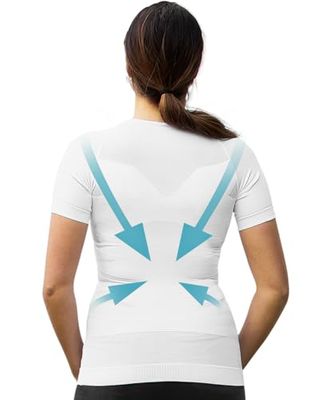 Houdingcorrector T-shirt voor dames, anti-rugpijn, rechte rug en schouders, compressie, onderhemd, korte mouwen