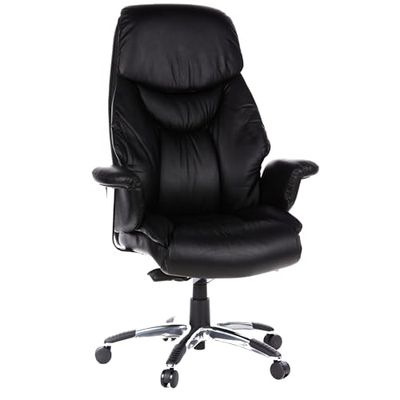 hjh OFFICE XXL Fauteuil de Direction Prado Similicuir Noir Fauteuil de Bureau Confortable avec Rembourrage épais, Dossier Haut