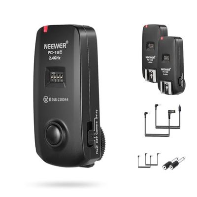 NEEWER FC-16 Trigger Flash Studio, Otturatore Fotocamera Wireless 2.4G, 2 Ricevitori, Compatibile con Nikon D7100 D7000 D5100 D5000 D3200 D3100 D600 D90 D800E D800 D700 D300S D300 D200 D4 D3S D3X D2Xs