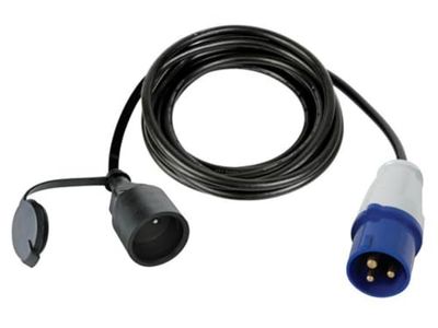 Perel Cabo adaptador, H07RN-F 3G1,5, 3 m, 16 A/230 V, 3680 W, Tipo E para CEE, para uso interior e exterior, borracha, azul