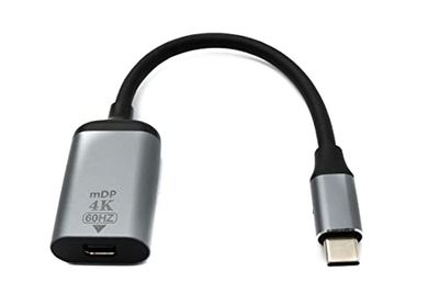 System-S Cavo DisplayPort 19 cm Mini DP femmina a USB 3.1 tipo C maschio 4K adattatore grigio