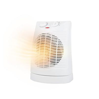 Wintem Elektrische ventilatorkachel, draaibaar, 200 W, met verstelbare thermostaat, ideaal voor het verwarmen van kleine ruimtes zoals slaapkamers of badkamers, veilig dankzij