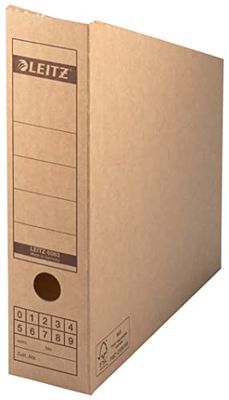 Leitz 60830000 Lot de 10 boîtes d'archives de qualité supérieure pour le rangement et le rangement de magazines et de dossiers au format A4 et US Largeur de dos 80 mm Marron