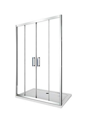 Porta Doccia Scorrevole Con Apertura Centrale Vetro 6 mm anti-calcare H.190 cm (203-208 H.190 cm)