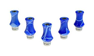 Armerah Marble Vase 510 Drip Tip e-cig Mouthpiece Short/Narrow/Acrylic/Stainless 5 Pack in Blue