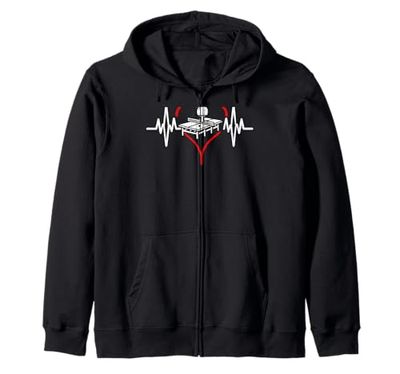 Heartbeat, giocatore di ping-pong, idea regalo Felpa con Cappuccio