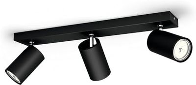 Philips Luminaires Faretto Kosipo, 3 ponti luz, attacco GU10, 10 W, Nero