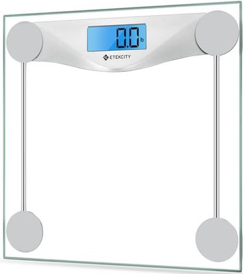 Etekcity Scales for Body Weight, Bathroom Scale with Clear LCD Display, High-Precision Measurement Technology (0.1kg/Max 180kg), 6mm Ultra Slim Design Tempered Glass, Battery Included