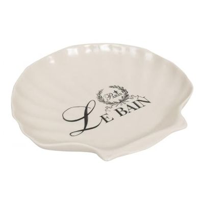 Biscottini Porta saponetta in Porcellana 21x20x4 cm a Conchiglia - Porta saponetta Bagno e Cucina - Svuotatasche Ingresso - Portasapone Bagno