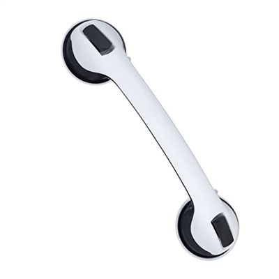 Relaxdays Barre d'appui avec Ventouse, Douche & Baignoire, 70 kg, sécurité, Personnes âgées & handicapées, Blanc/Gris, 30 x 10 x 8,5 cm