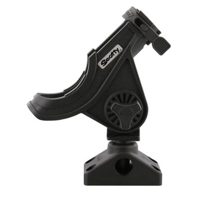 Scotty 280-BK Baitcaster/Spinning Rod Holder w/ 241 Side Deck Mount (Black) Small