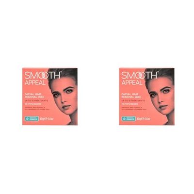 Smooth Appeal Facial Hair Remover Wax - Original Stove-top Heating Wax Formula for Professional Hair Remover, Simply Peel Off, Enriched with Lavender Oil & Argan Oil for Face Care, 40g (Pack of 2)
