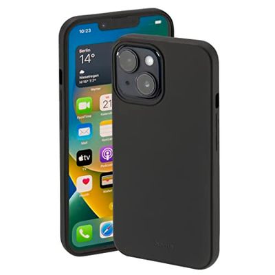 Hama Fodral för Apple iPhone 14 (mobiltelefonfodral skyddar mot stötar, repor och smuts, skyddsfodral möjliggör induktiv laddning, silkeslent matt fodral av TPU med mjukt innerfoder) svart