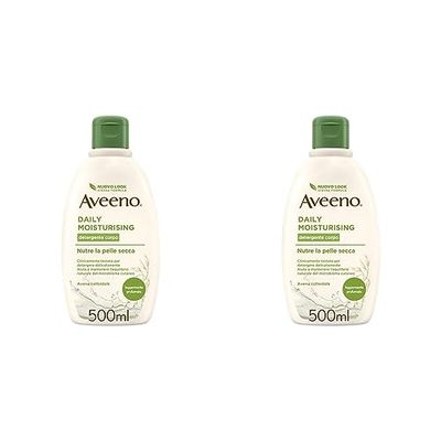 Aveeno Daily Moisturising, Crema Corpo Idratante Bagno Doccia, Detergente Corpo, Pelli da Normali a Secche, Profumo Delicato, 500 ml (Confezione da 2)