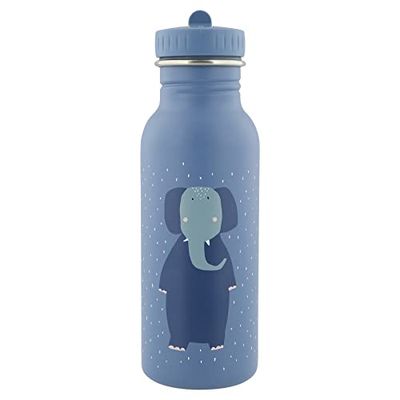 Trixie Drinking Bottle - Mrs. Elephant - 500ml Stainless Steel Water Bottle for Kids - Blue - Leakproof - Eco-Friendly and BPA-Free
