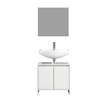 trendteam smart living – grundläggande – badrumsmöbelset – vit matt – tvättställsunderskåp och badrumsspegel – (B x H x D) 60 x 164 x 28 cm – perfekt för små eller gästbadrum