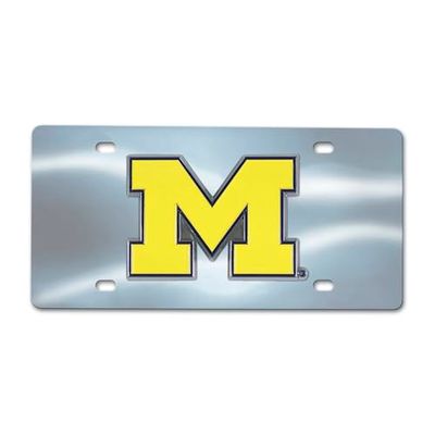FANMATS NCAA Michigan Wolverines Die Cast License Platedie Cast License Plate, Chrome, 6"X12"