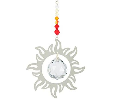 Tierra Zen CR56 - Scacciapasoli a cascata di vetro solare radiante, sfera Feng Shui arcobaleno, multicolore