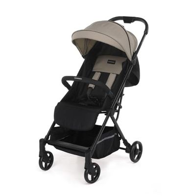 Foppapedretti Voilà Compacte kinderwagen, 0-22 kg (0-4 jaar), 1-handsluiting, zelfstaande, verstelbare rugleuning, draagbaar, opbergdoos, aluminium frame, zand