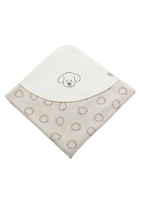 Sterntaler Serviette de Bain à Capuche 80 x 80 cm Chien Lucky - Serviette de Bain avec Broderie - Serviette de Bain pour bébé avec Capuche en Coton Absorbant - Écru